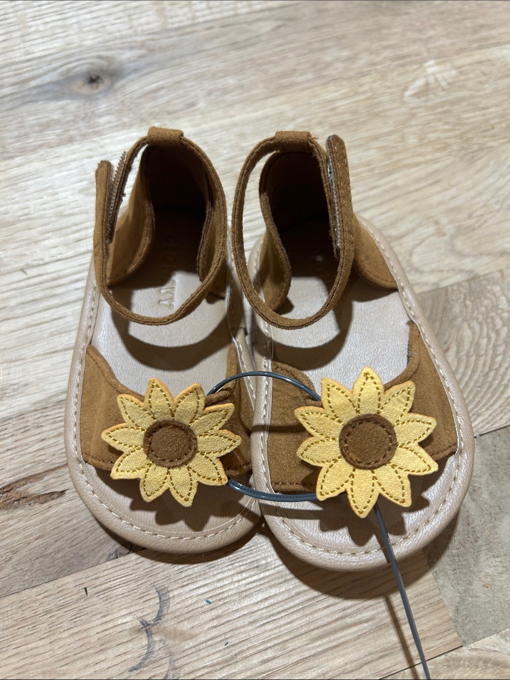 Old Navy Tan and Yellow Sunflower Mary Jane Sandals for Kids